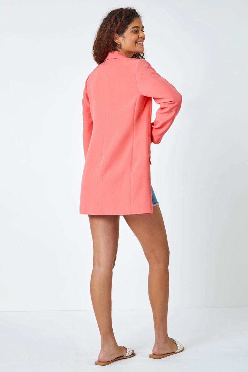 Roman Coral Longline Blazer Jacket