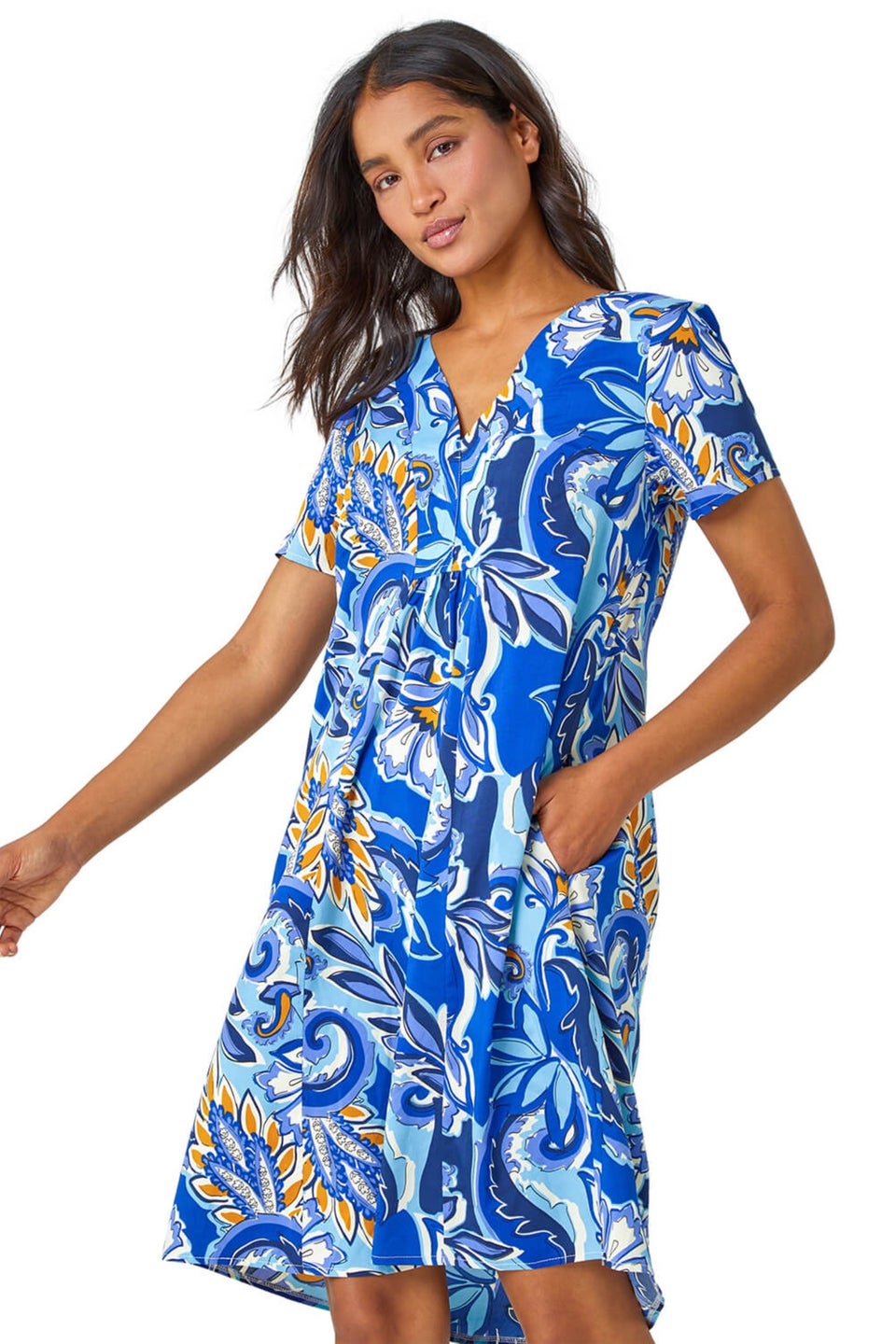 Royal blue tunic dress on sale