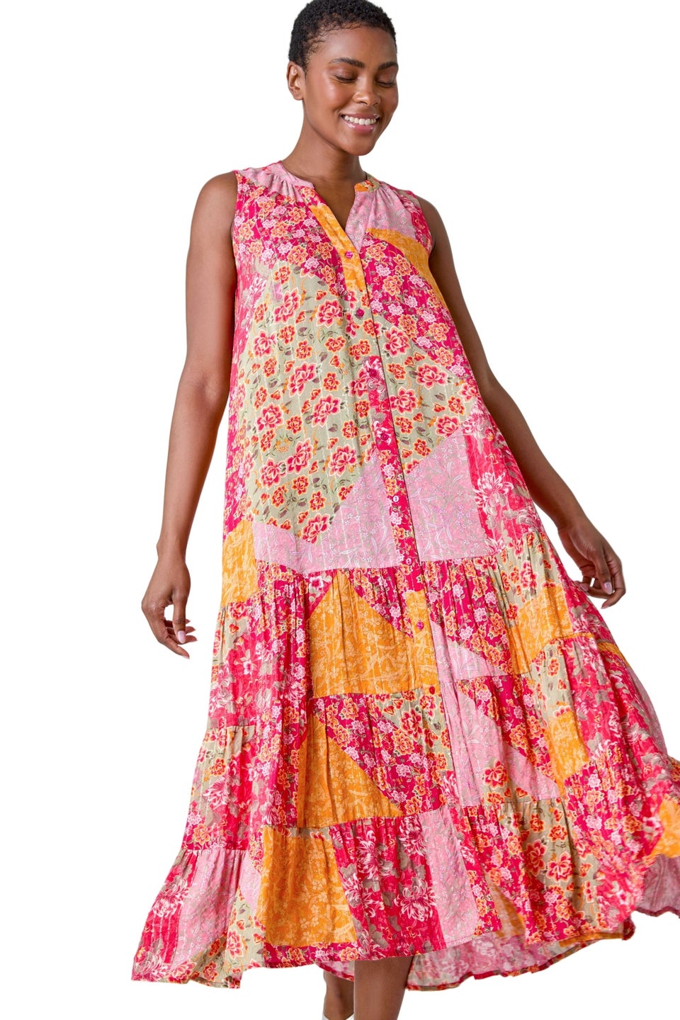 Patchwork midi dress 2025