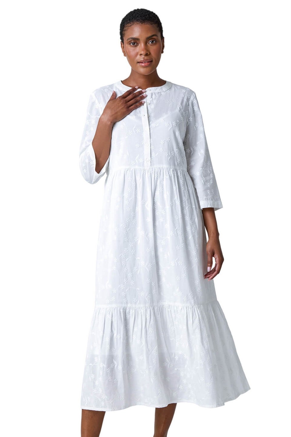 White embroidered summer dress 2025