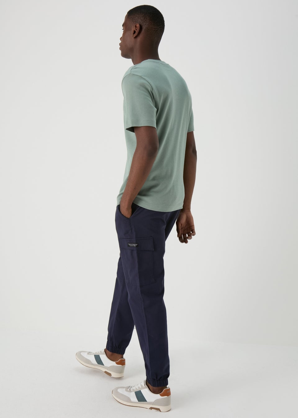 Navy Textured Cargo Trousers