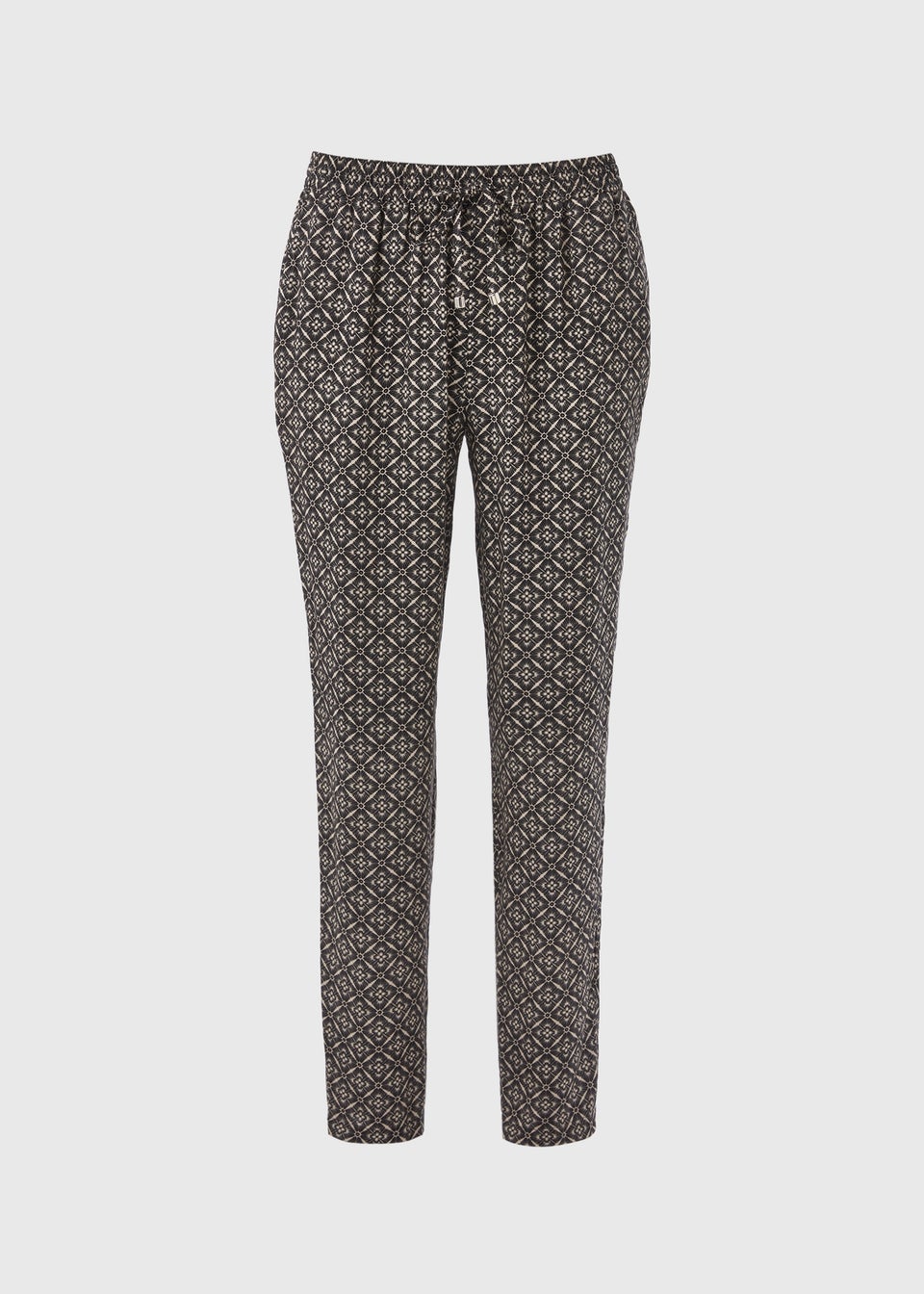 Black Printed Viscose Tapered Trousers