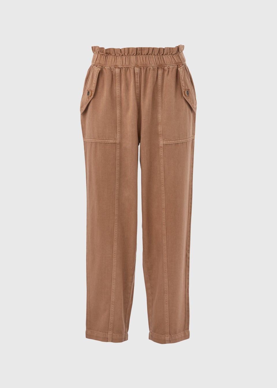 Brown Cotton Paperbag Trousers