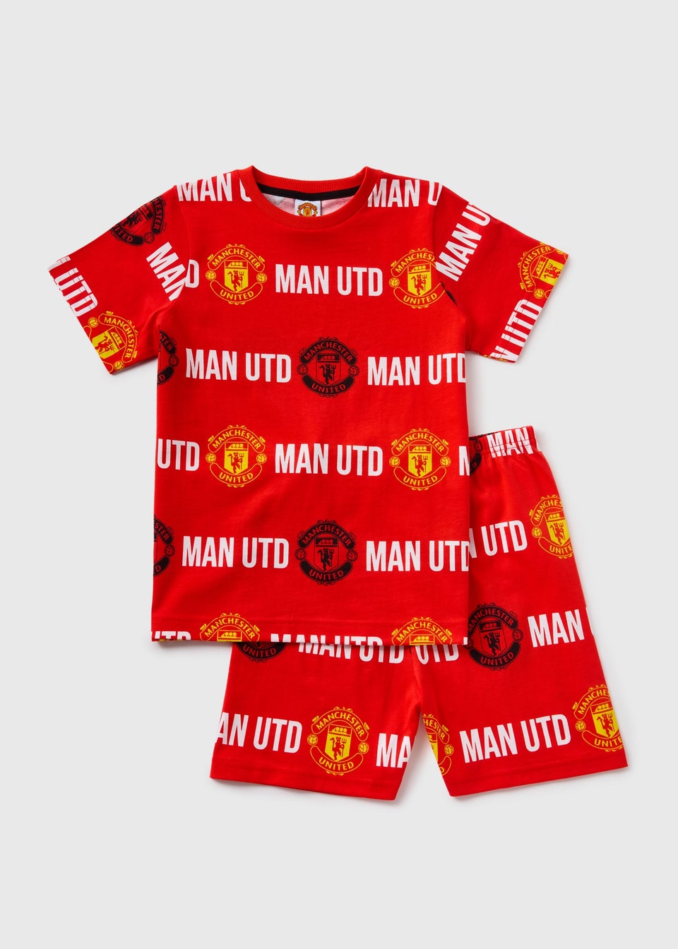 Manchester United Kids Red Top Shorts Pyjama Set 4 13yrs Matalan