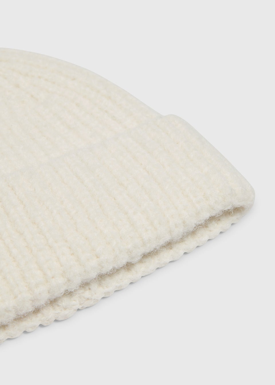 Cream Ribbed Beanie