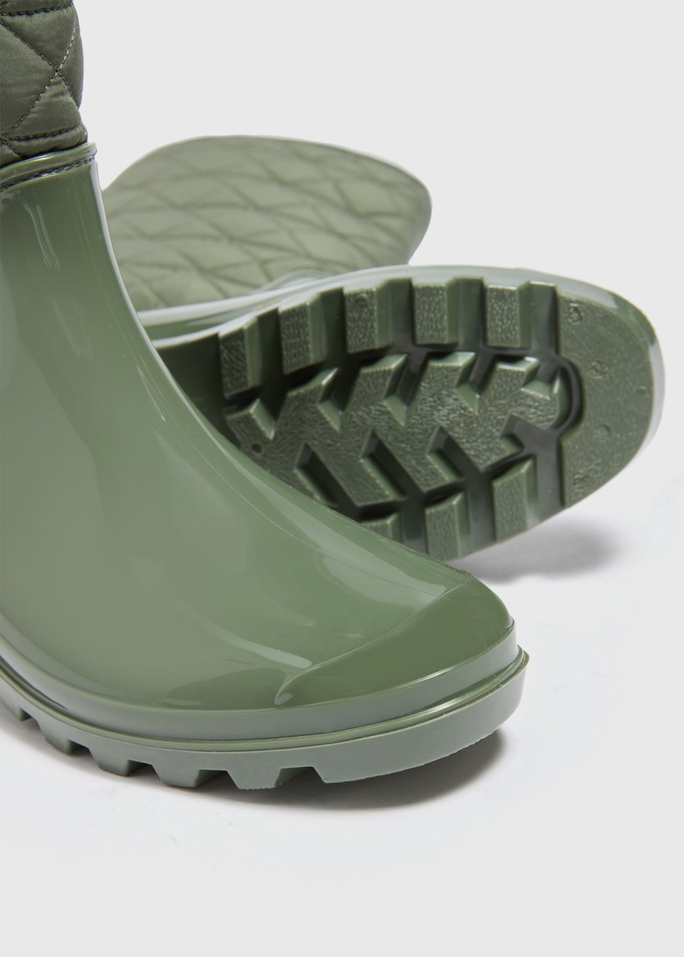 Khaki Quilted Wellies Matalan
