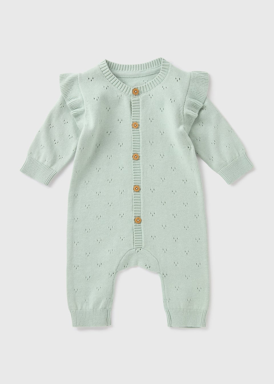 Baby Green Knitted Pointelle Romper Newborn 23mths Matalan