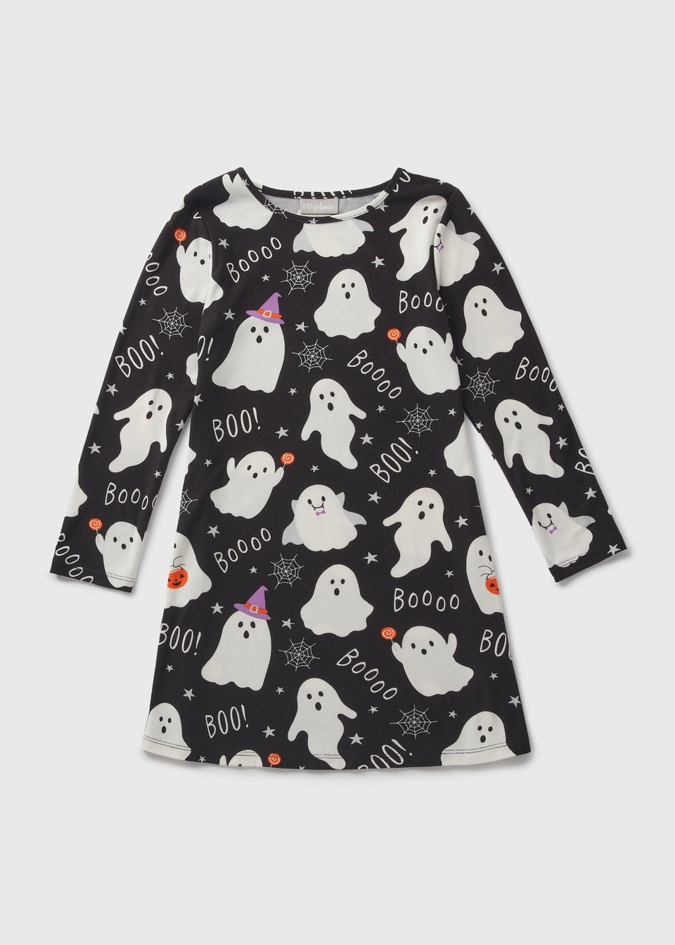 Girls Black Halloween Ghost Dress (7-15yrs)