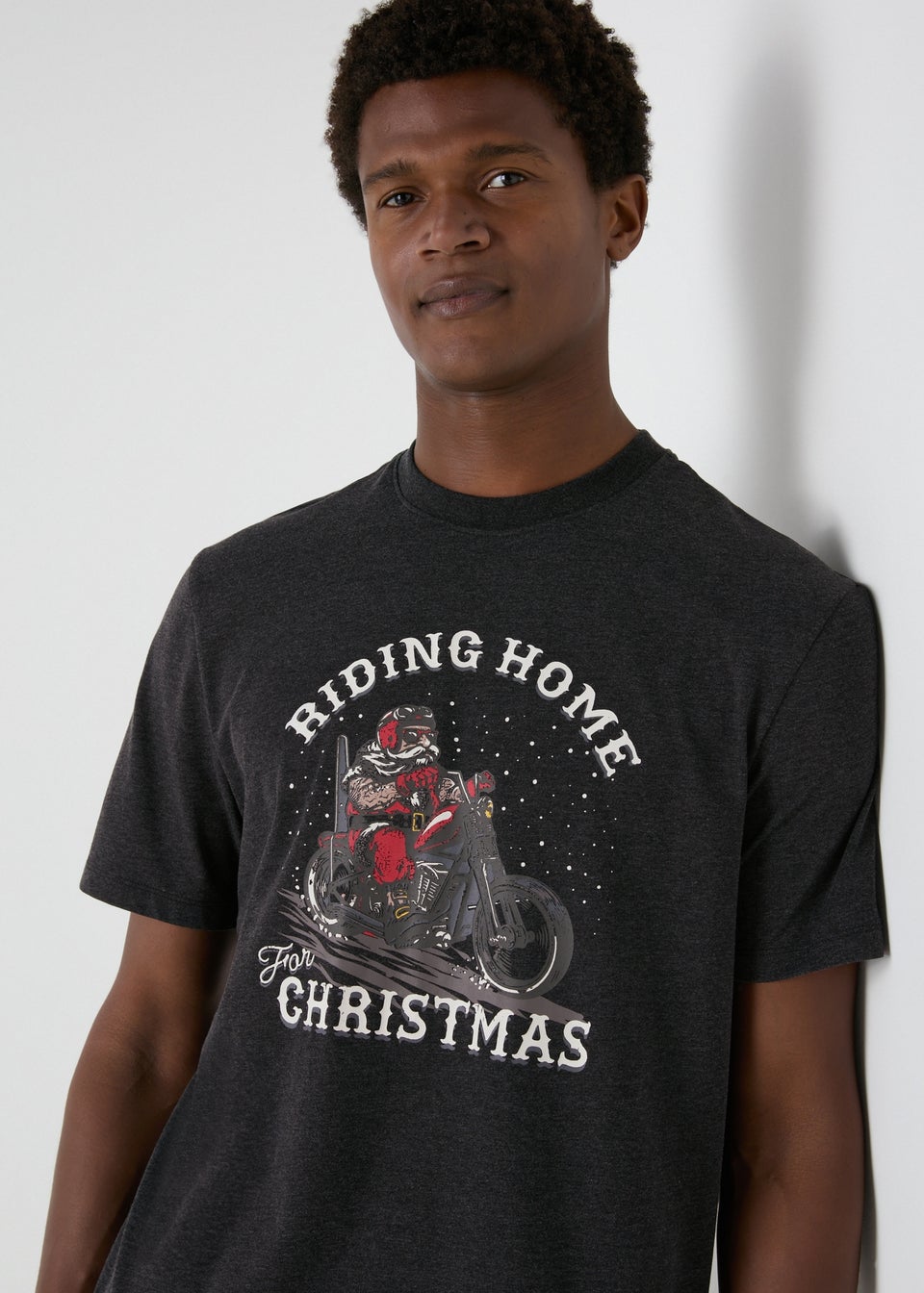 Charcoal Riding Home For Christmas T Shirt Matalan