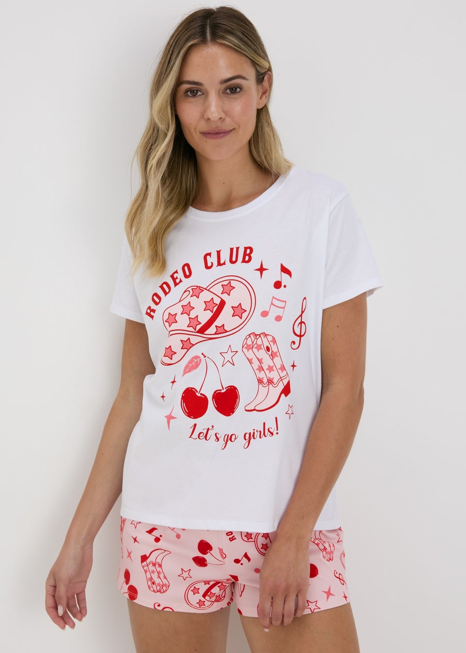 Pink Western Top Short Pyjama Set Matalan