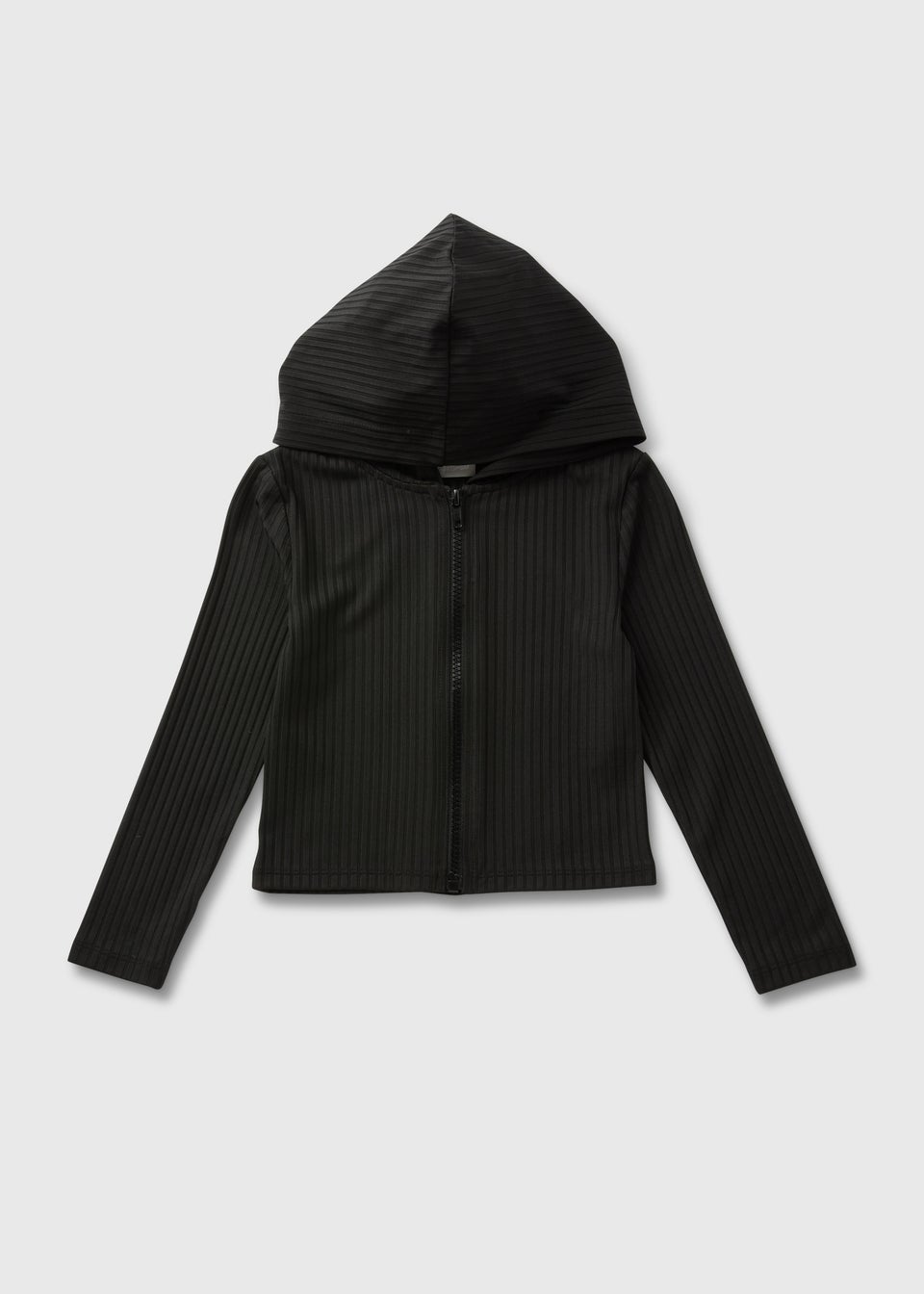 Girls black zip hoodie top