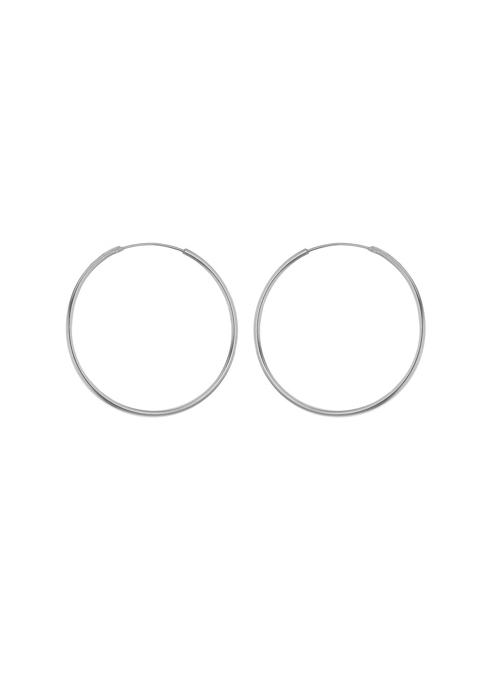 Golden Moments Sterling Silver Plain Hoop Earrings (35mm)