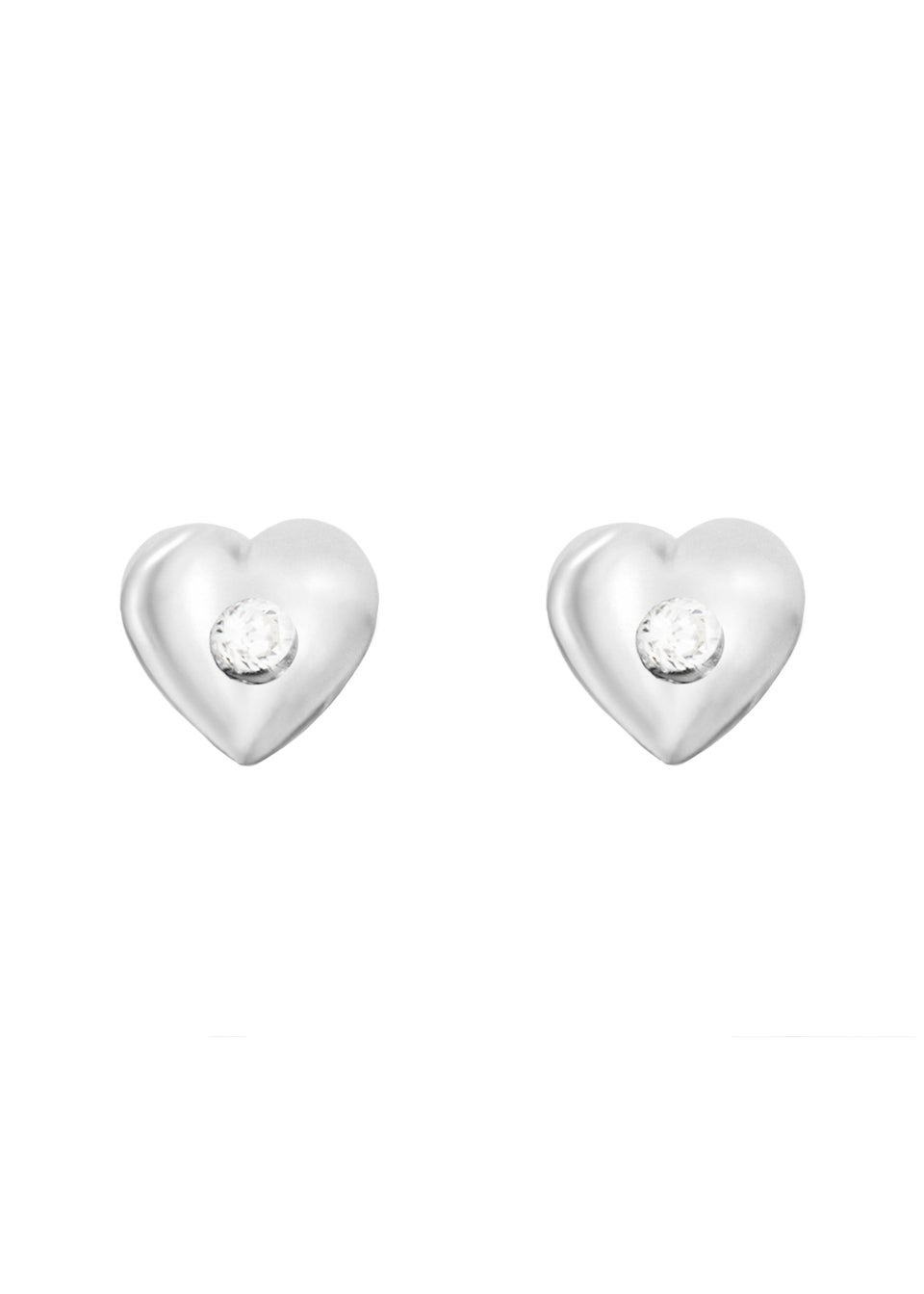 Golden Moments Sterling Silver Diamond Heart Stud Earrings