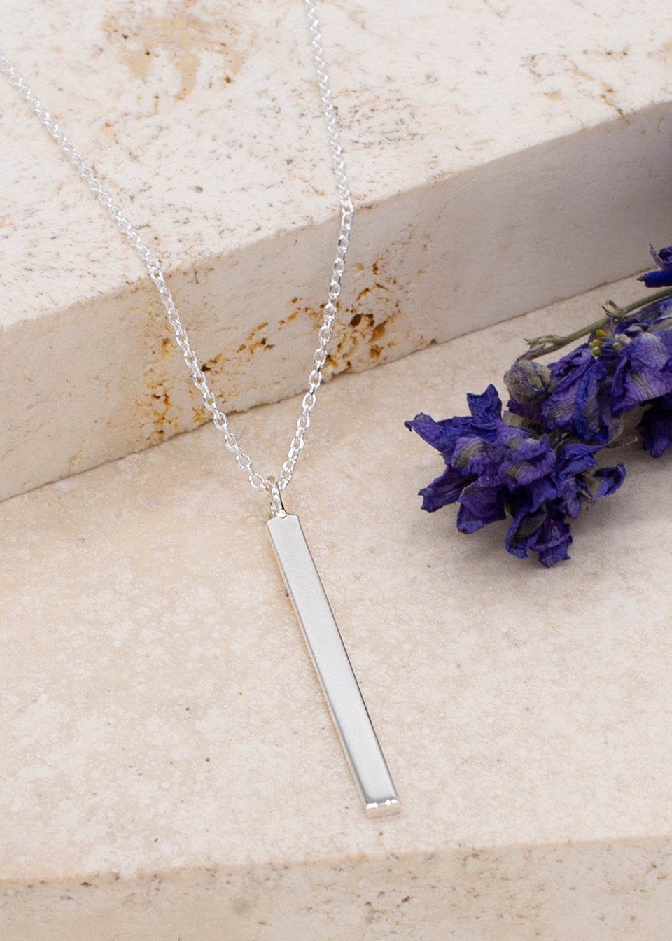 Golden Moments Sterling Silver Vertical-Bar Necklace