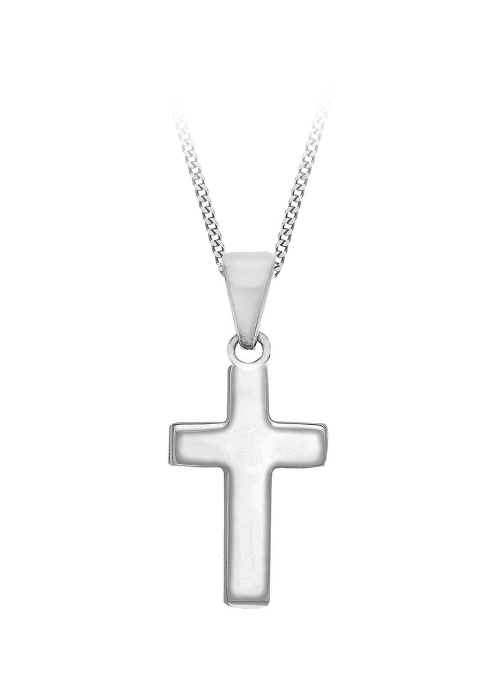 Golden Moments Sterling Silver Plain Cross Necklace