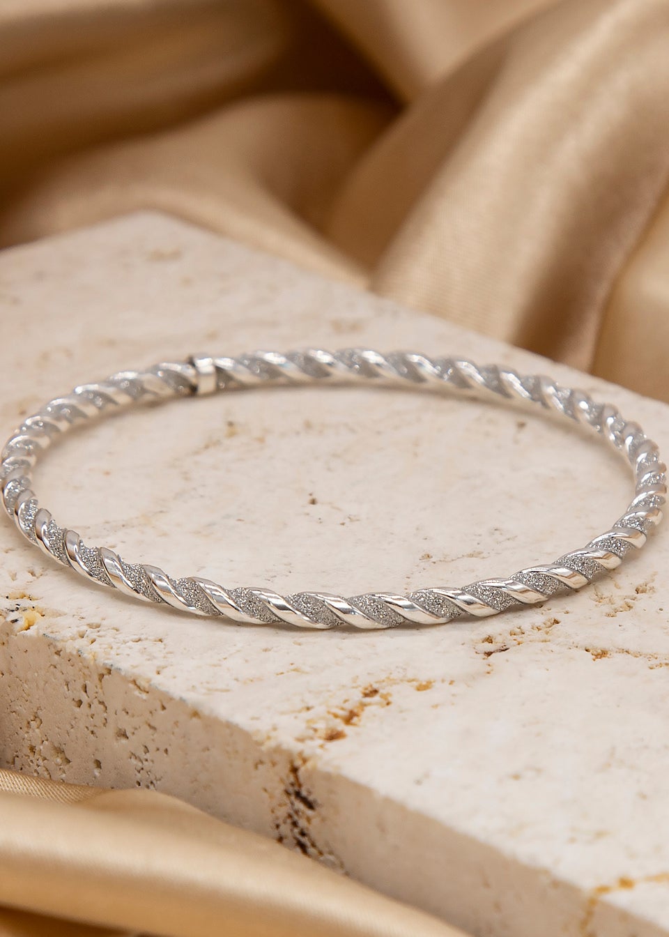 Golden Moments Sterling Silver Stardust Twist Bangle