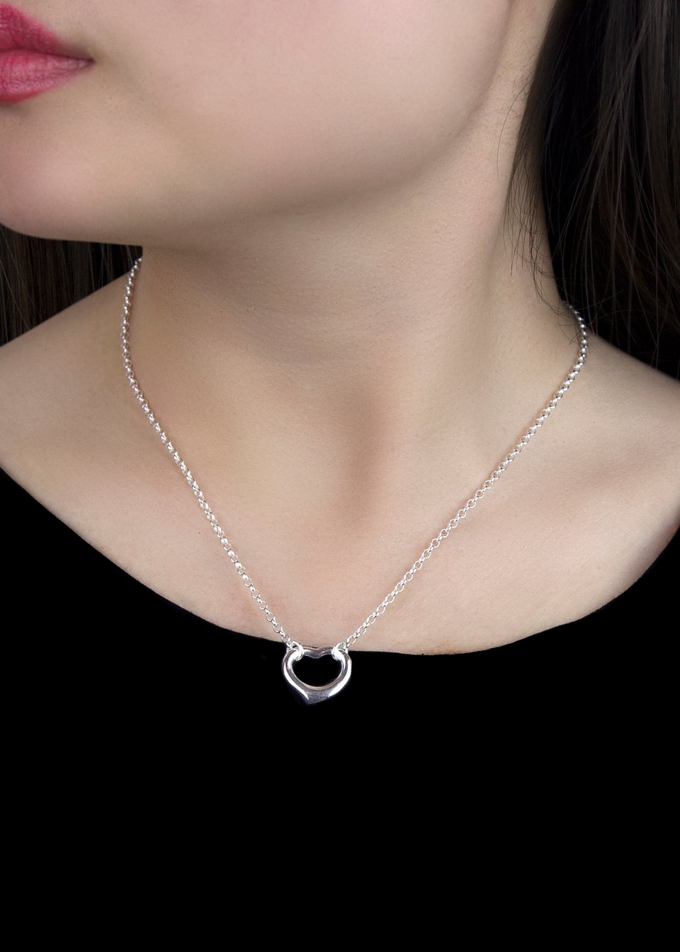 Golden Moments Sterling Silver Belcher Chain and Heart Necklace