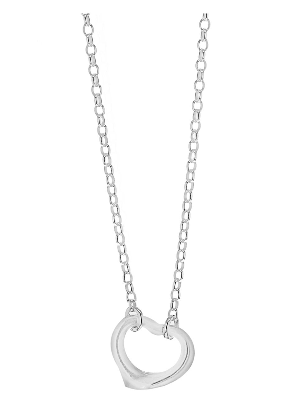 Golden Moments Sterling Silver Belcher Chain and Heart Necklace