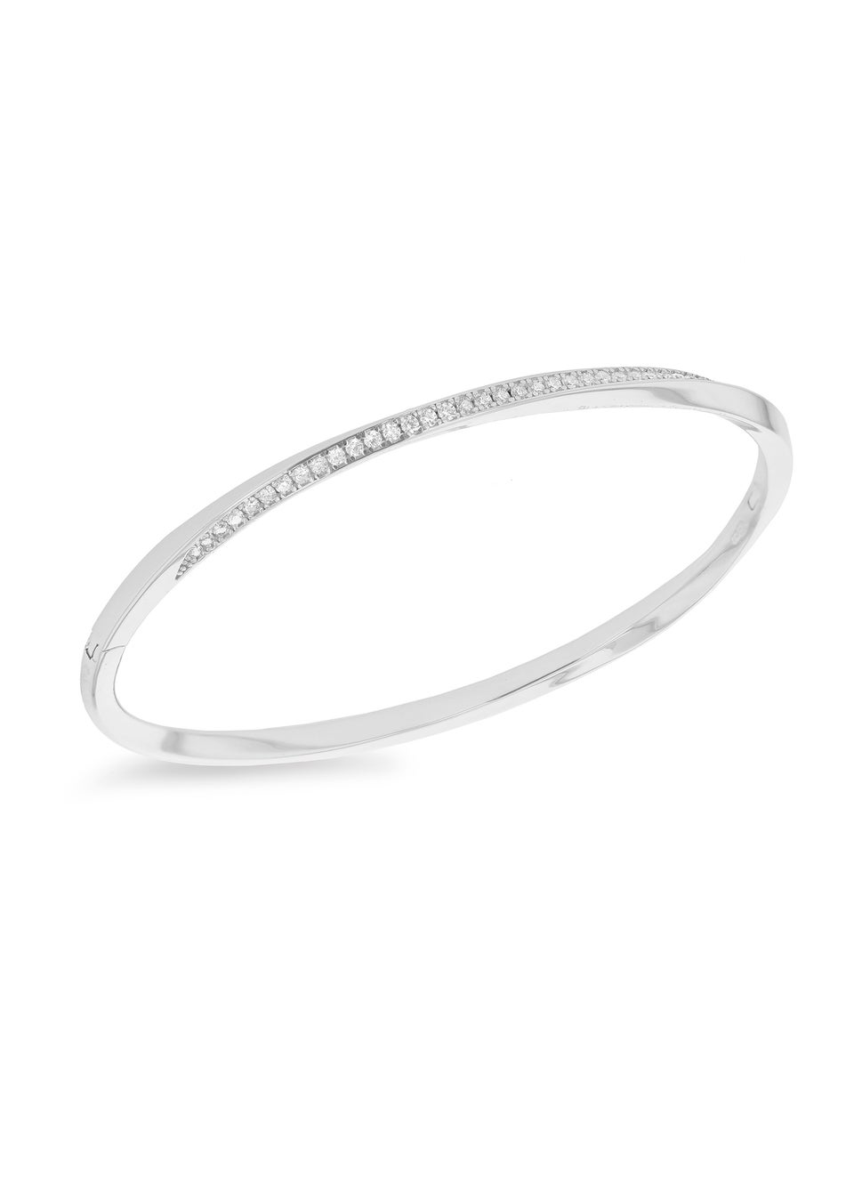 Golden Moments Sterling Silver CZ Twisted-Band Bangle