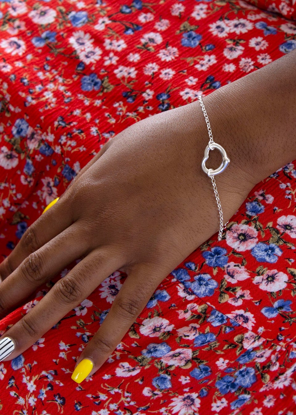 Golden Moments Sterling Silver Heart-Charm Belcher Bracelet