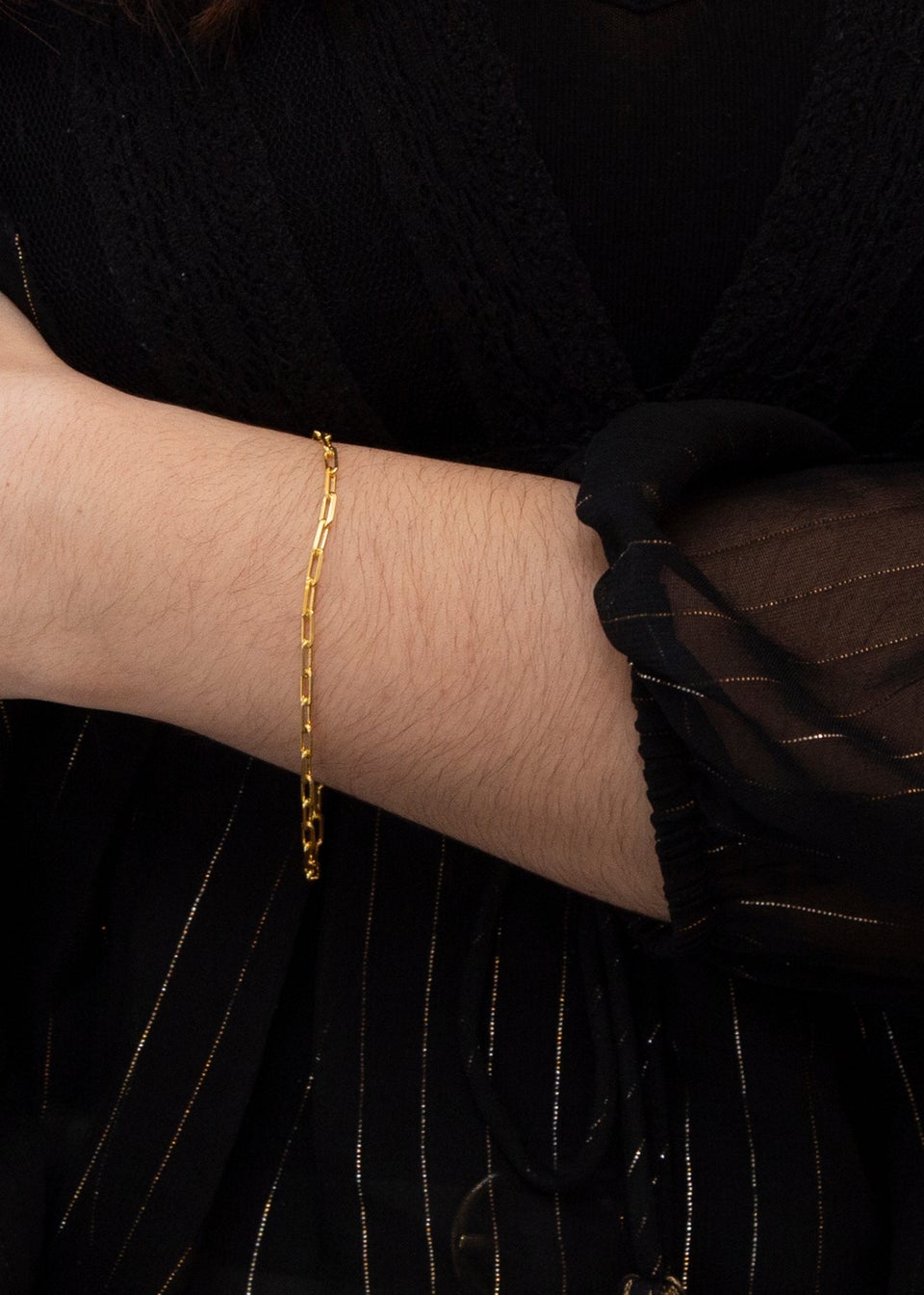 Golden Moments Sterling Silver Gold Plated Paper Chain Bracelet