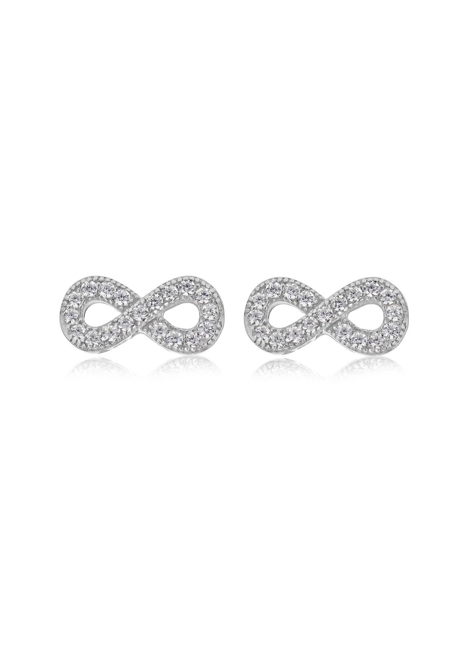 Golden Moments Sterling Silver CZ  'Infinity' Stud Earrings
