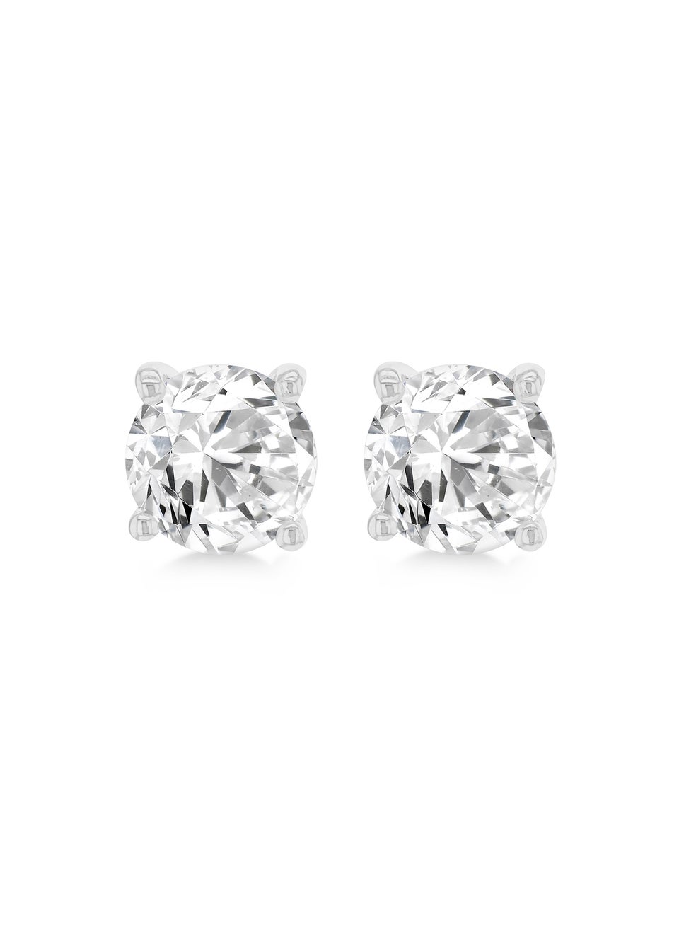 Golden Moments Sterling Silver CZ  Stud Earrings