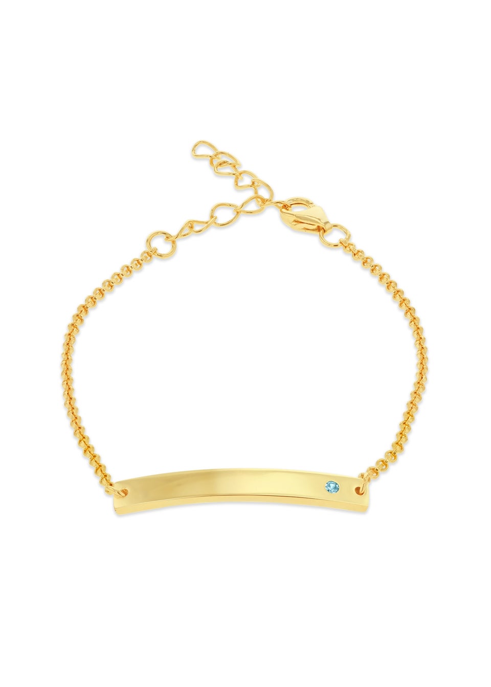 Golden Moments Gold Plated ID Bar March Birthstone CZ Bracelet
