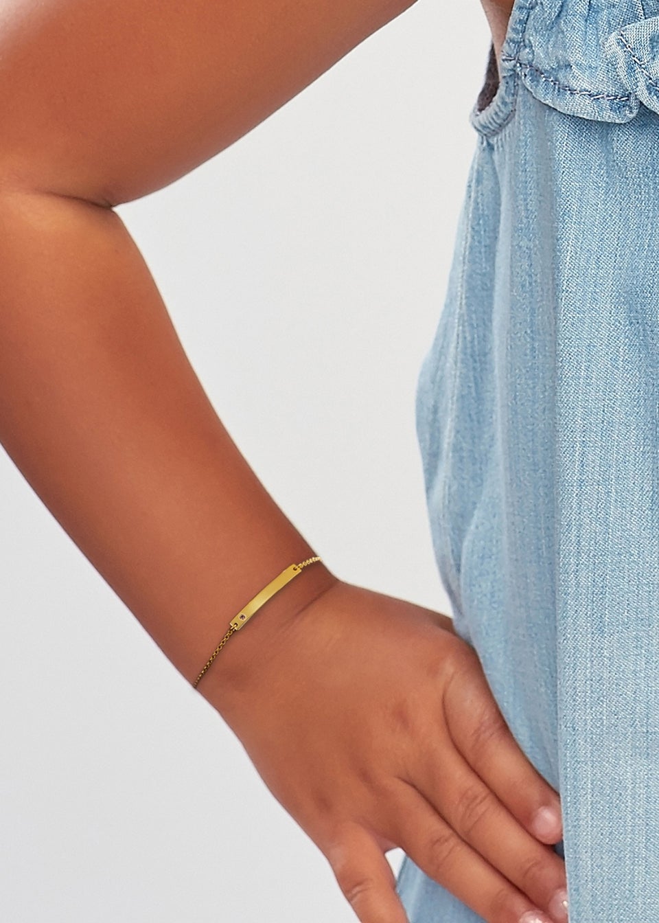 Golden Moments Gold Plated ID Bar June Birthstone CZ Bracelet