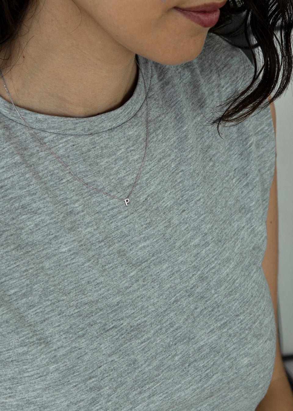 Golden Moments Sterling Silver 'P' Initial  Necklace