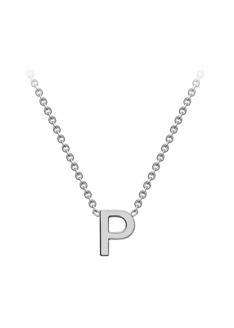 Golden Moments Sterling Silver 'P' Initial  Necklace