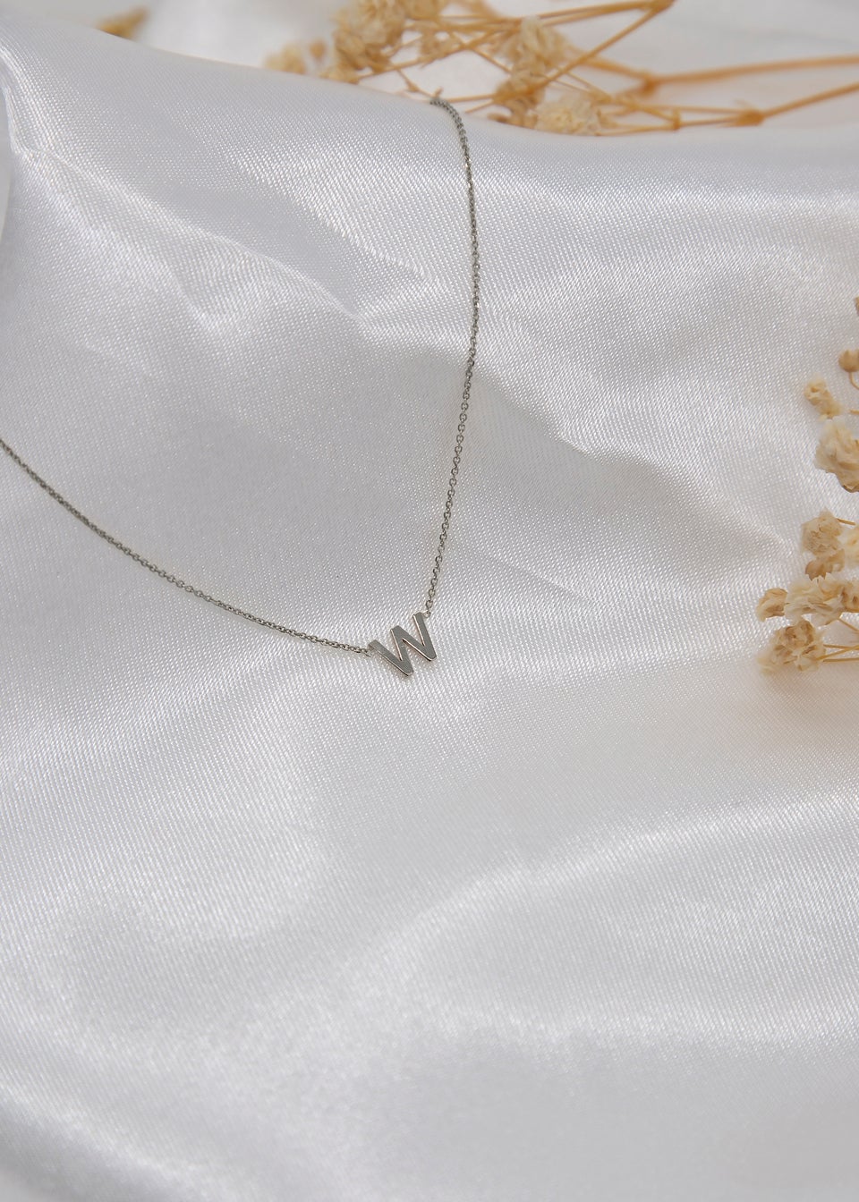Golden Moments Sterling Silver 'W' Initial  Necklace