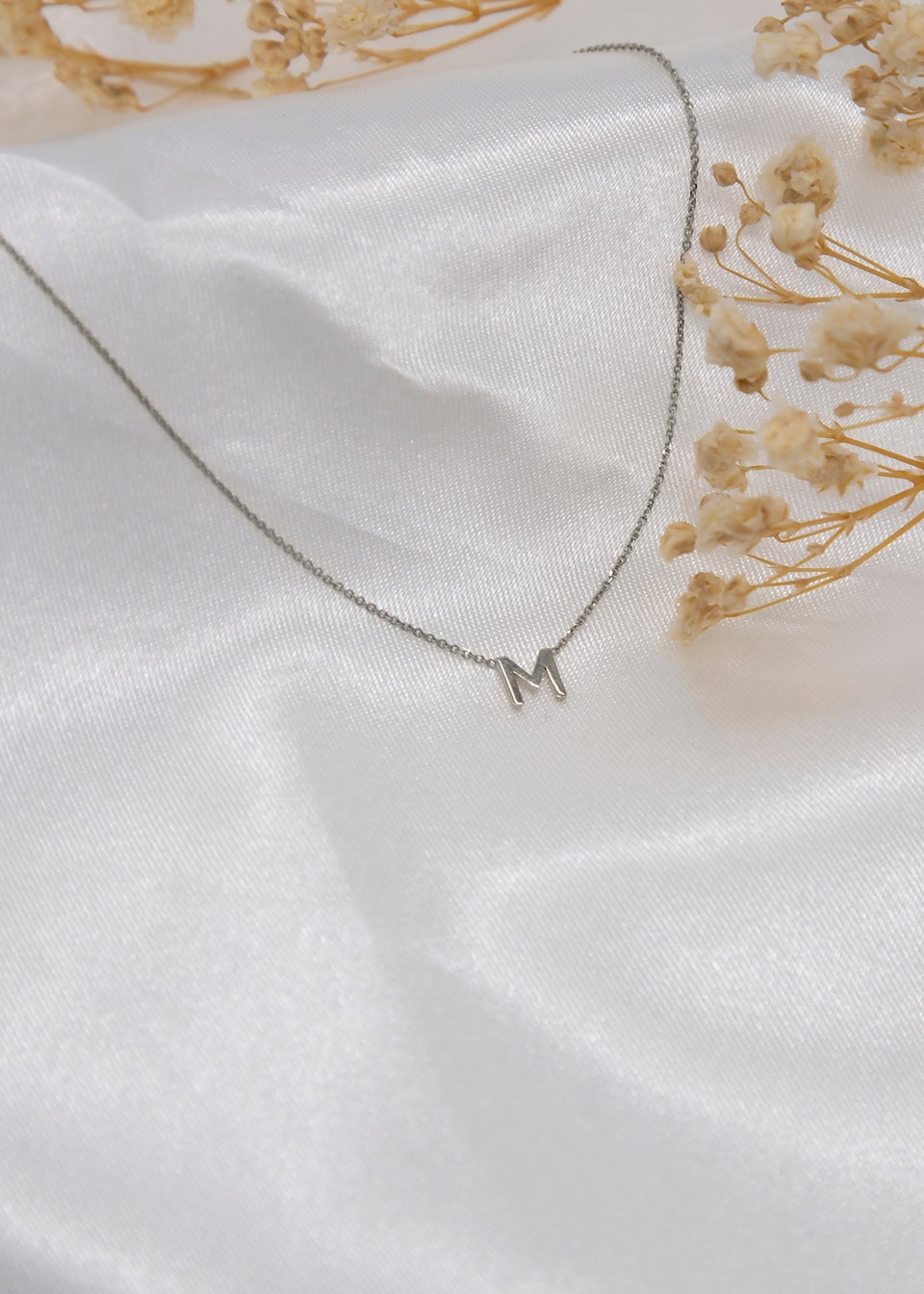 Golden Moments Sterling Silver 'M' Initial  Necklace