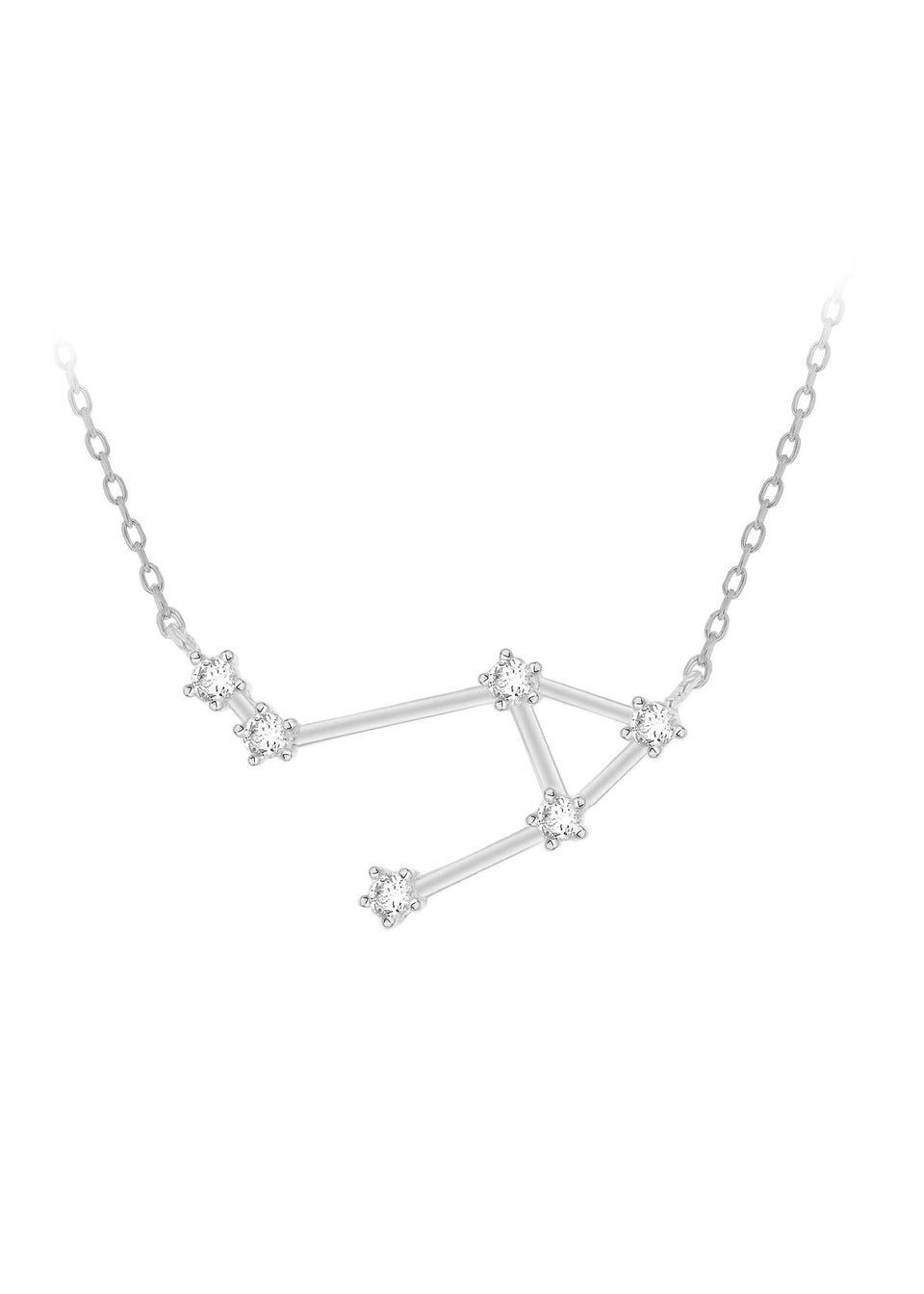 Golden Moments Sterling Silver Libra Star Constellation Necklace