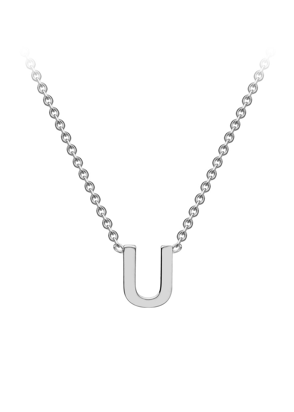 Golden Moments Sterling Silver 'U' Initial  Necklace