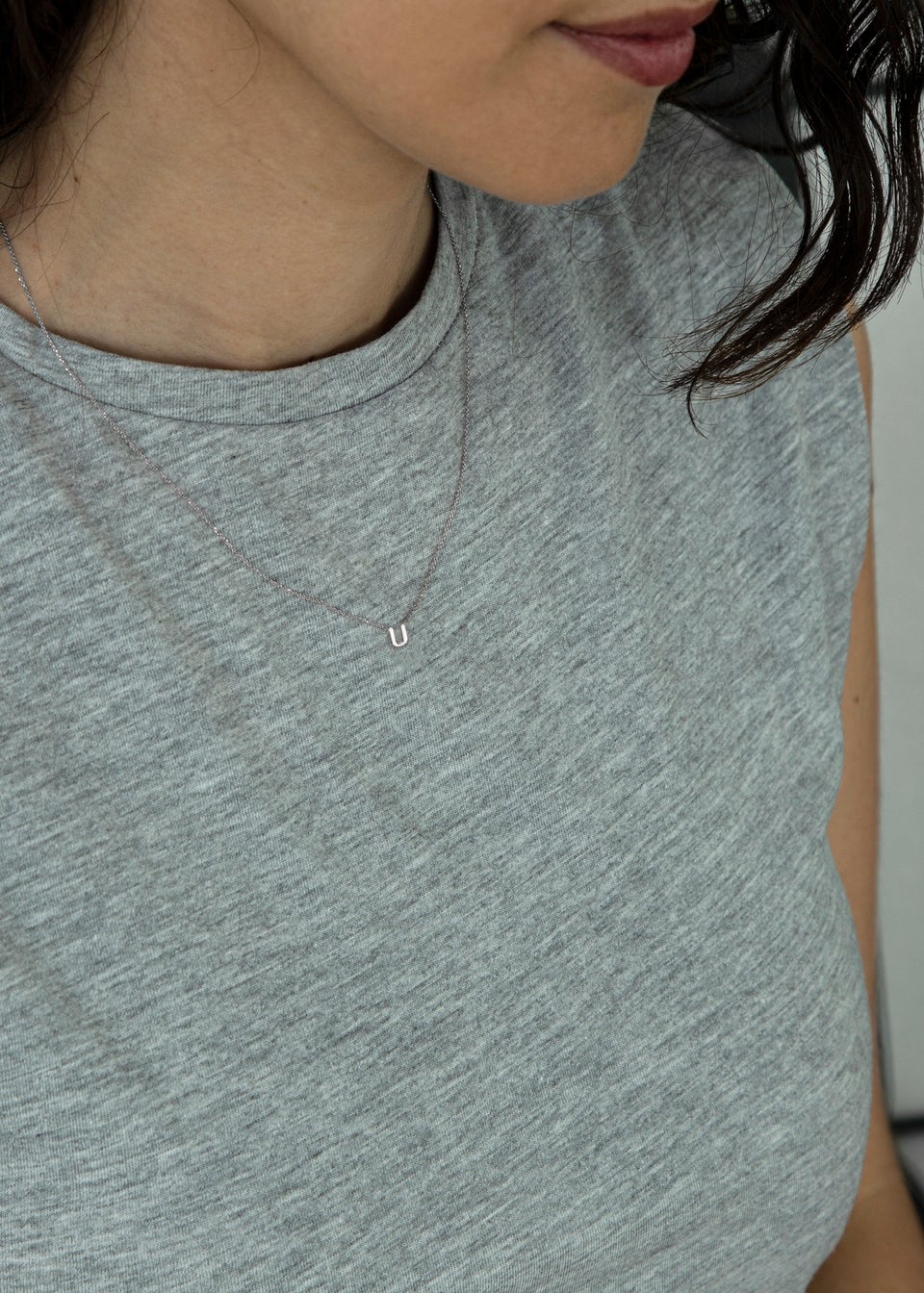 Golden Moments Sterling Silver 'U' Initial  Necklace