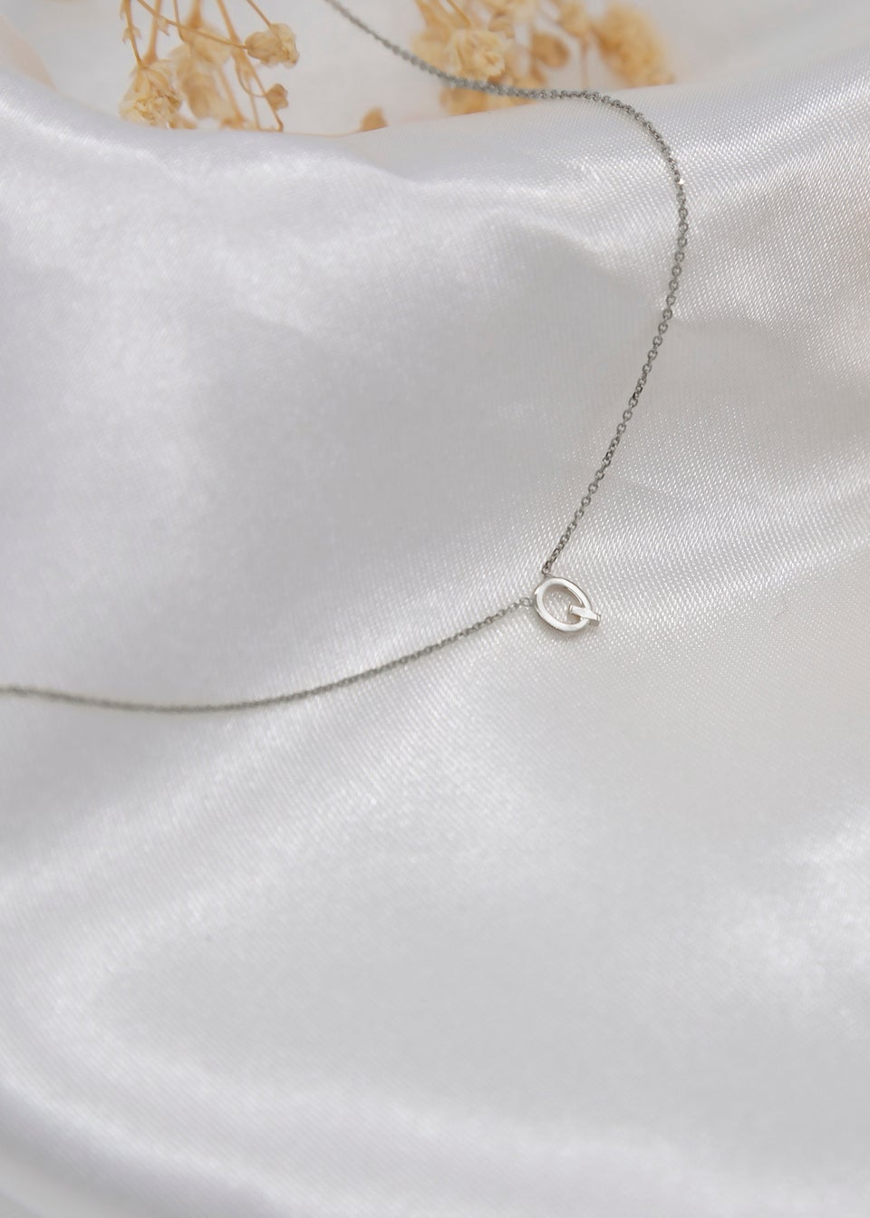 Golden Moments Sterling Silver 'Q' Initial  Necklace