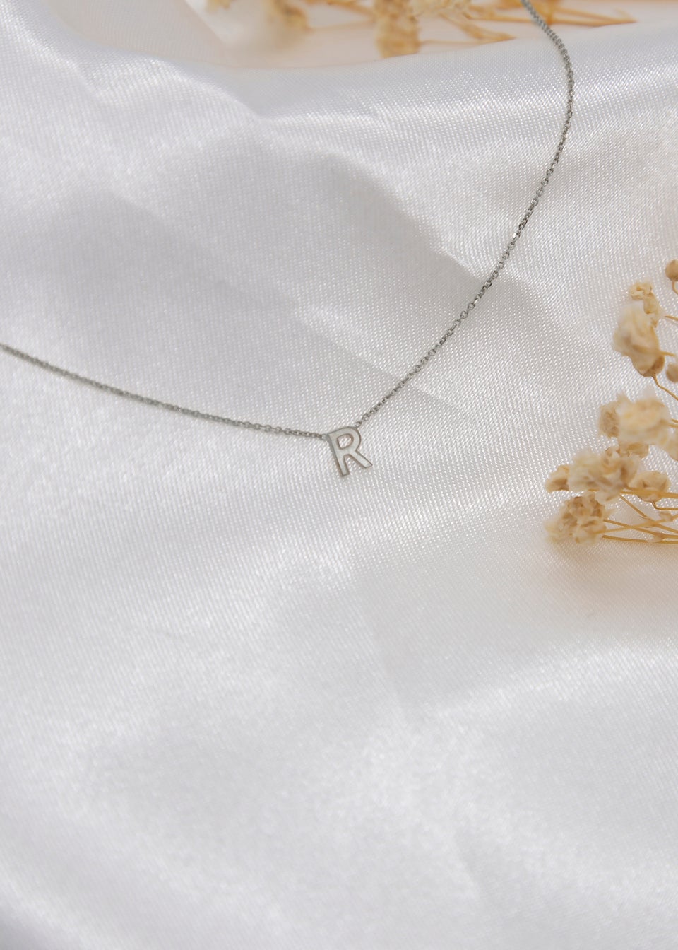 Golden Moments Sterling Silver 'R' Initial  Necklace