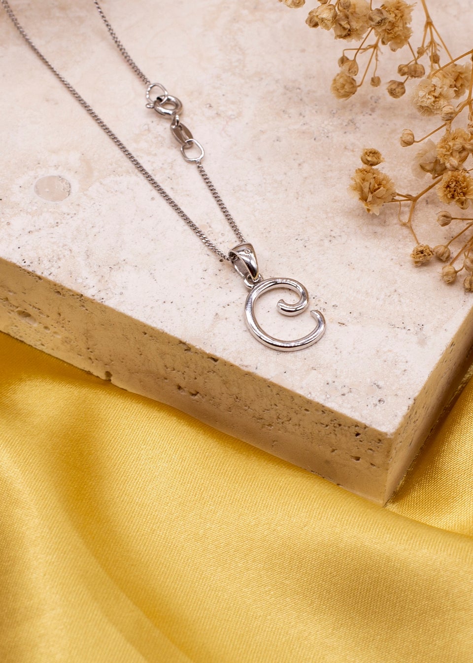 Golden Moments Sterling Silver Diamond 'C' Initial Necklace