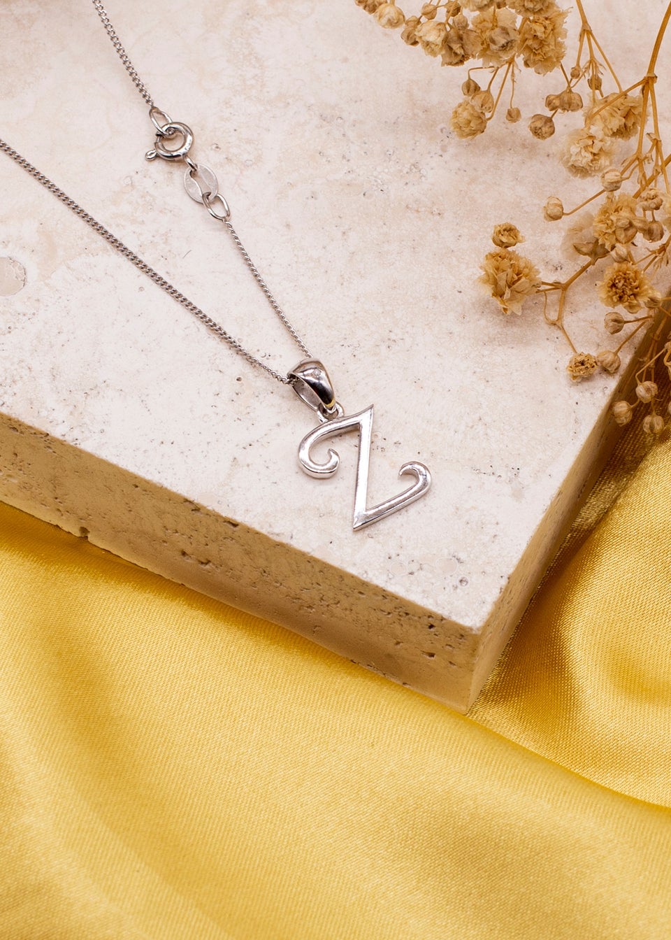 Golden Moments Sterling Silver Diamond 'Z' Initial Necklace