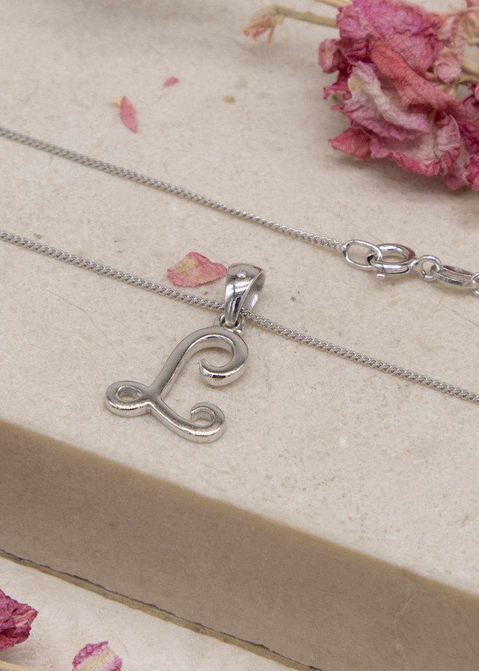 Golden Moments Sterling Silver Diamond 'L' Initial Necklace
