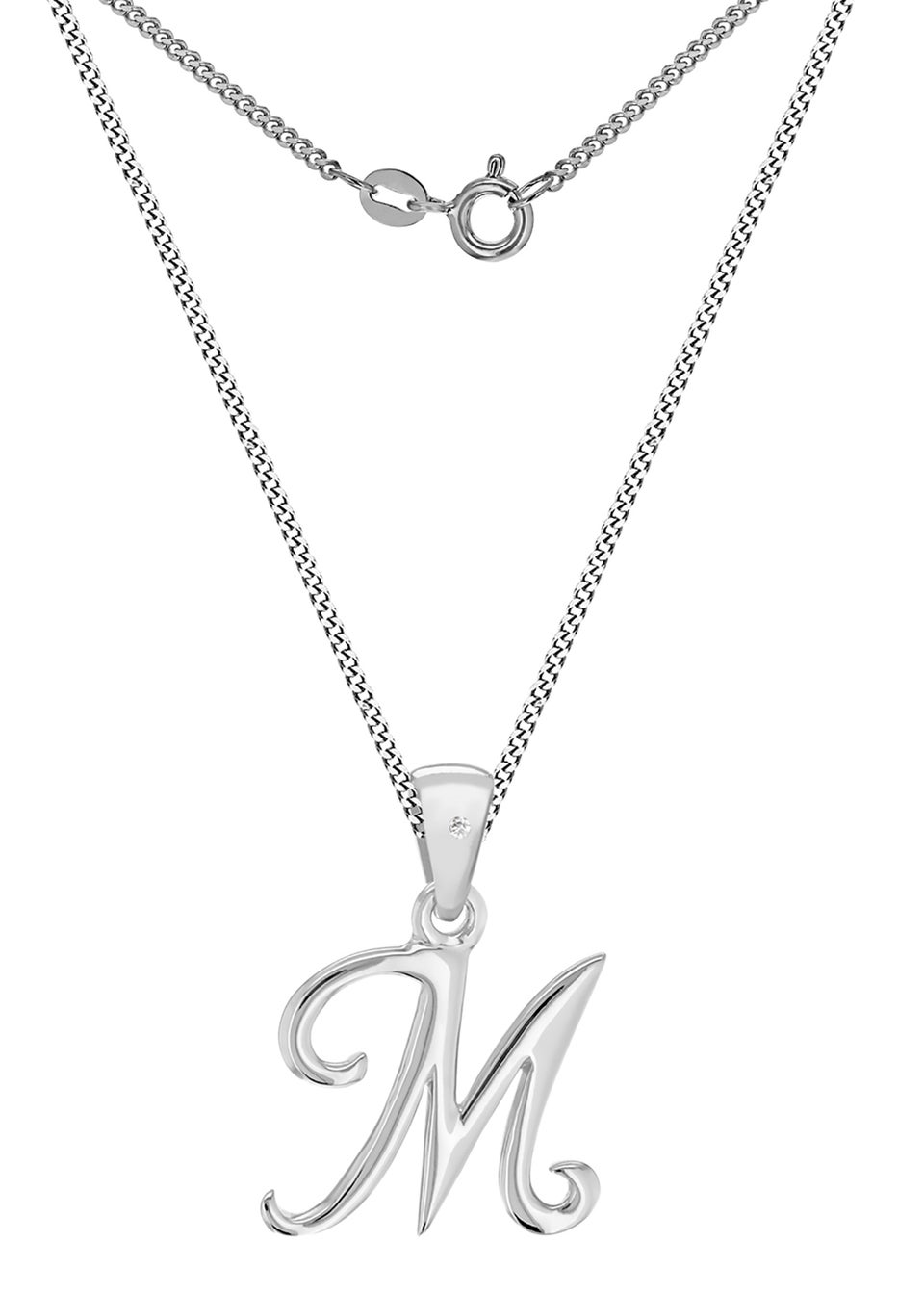 Diamond m initial necklace store