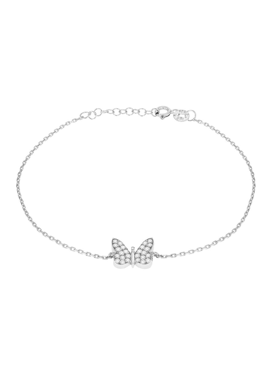 Golden Moments Sterling Silver CZ Butterfly Bracelet