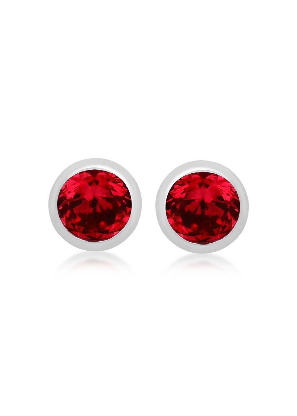 Golden Moments Sterling Silver CZ July Birthstone Stud Earrings