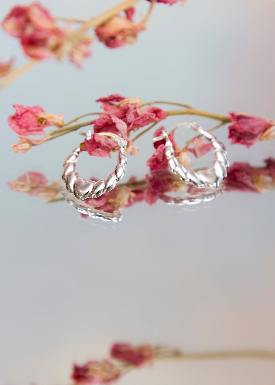 Golden Moments Sterling Silver Heart Hoop Earrings