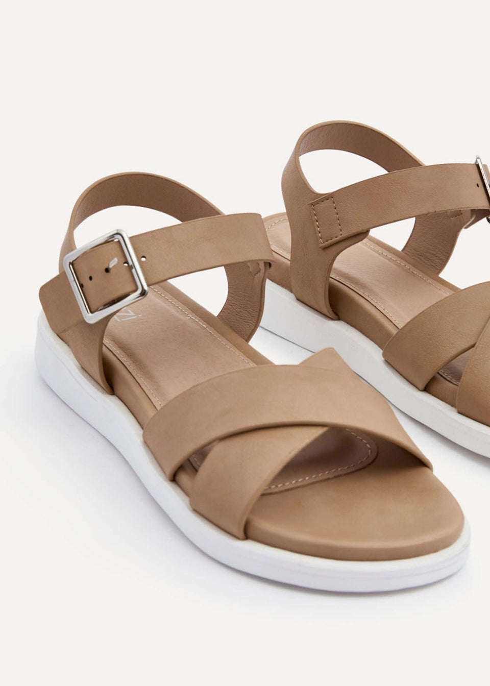 Linzi Alanis Mocha Faux Leather Footbed Flatform Sandals