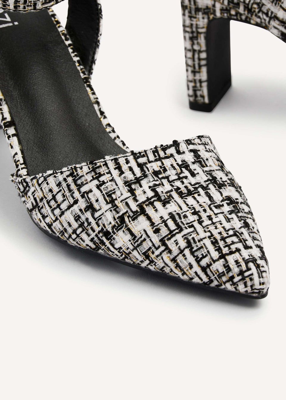 Linzi Bexley Bexley Black White Tweed Pointed Toe Court Heel Matalan
