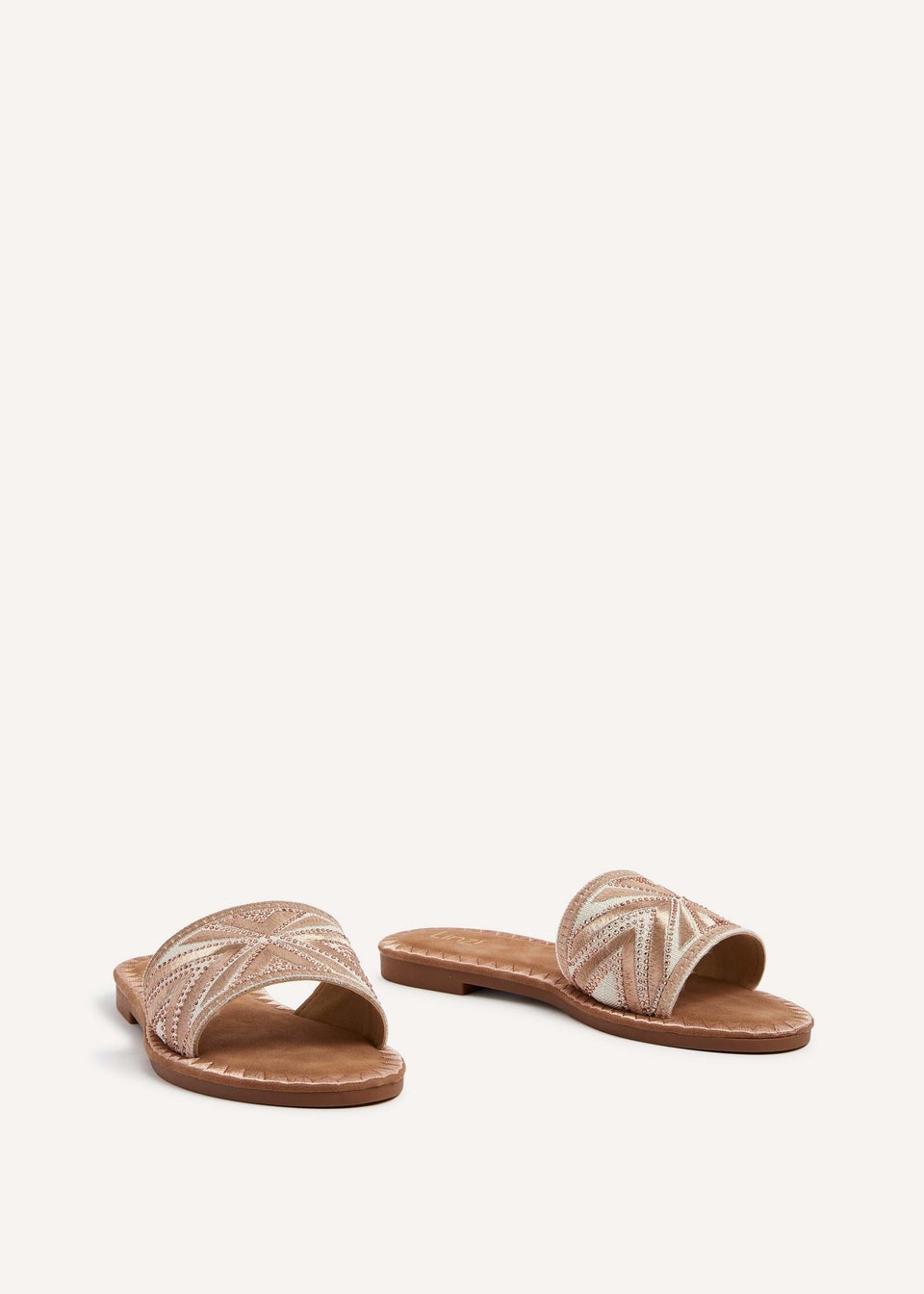Linzi Cabana Rose Gold Aztec Design Flat Sandal