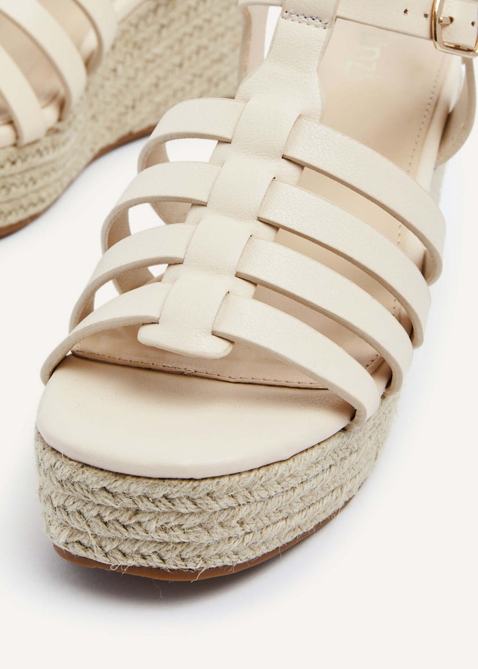 Cream leather wedges online
