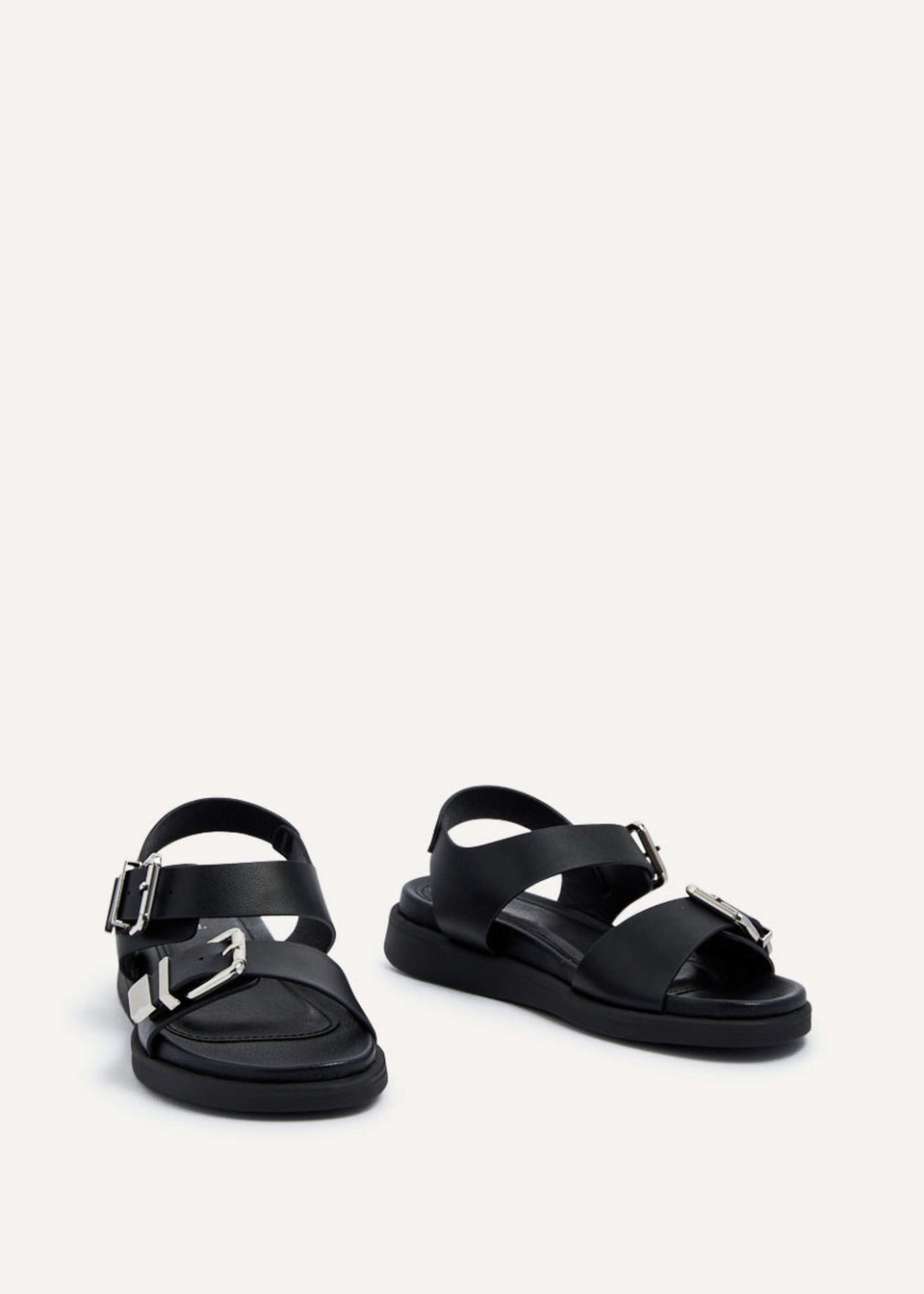 Pull&bear western buckle detail chunky sandals in black store